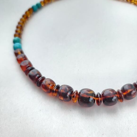 Jay King Mine Finds Amber Sterling Silver 925 Turquoise Necklace New 18" - Picture 1 of 8